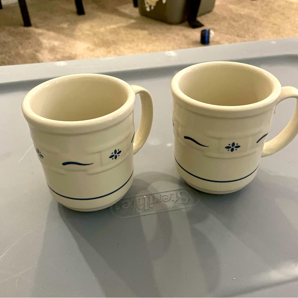2 longaberger pottery mugs